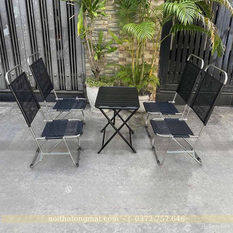 ghế xếp cafe inox lưng cao