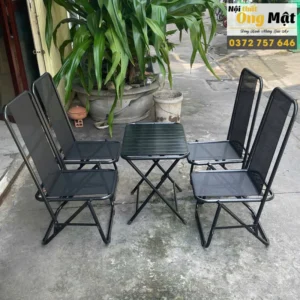 Bàn ghế cafe sắt lò xo vải lưới