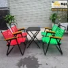 Bàn ghế cafe khung sắt dây nhựa đan