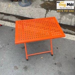 Bàn cafe gấp gọn sắt lỗ kim cương màu cam