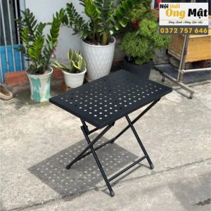 Bàn cà phê xếp gọn sắt lỗ kim cương màu đen