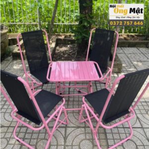 Mẫu ghế xếp cafe lưng cao khung sắt chắc chắn