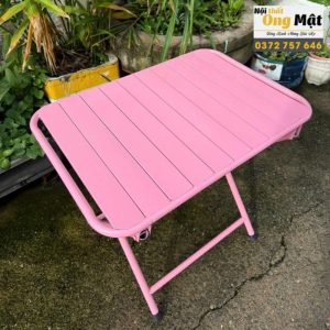 Bàn Nan Lá Sắt Xếp Gọn màu hồng