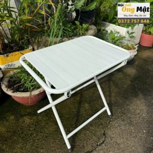 Bàn Nan Lá Sắt Xếp Gọn màu trắng