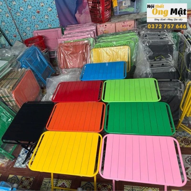 Bàn Nan Lá Sắt Xếp Gọn Sơn Tĩnh Điện nhiều màu sắc