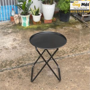 bàn tròn gấp gọn sắt sơn tĩnh điện màu đen