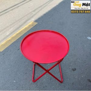 bàn tròn cafe sắt sơn tĩnh điện màu đỏ