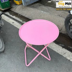 bàn cafe tròn sắt sơn tĩnh điện màu hồng