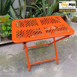 Bàn cafe xếp khung sắt sơn tĩnh điện màu cam