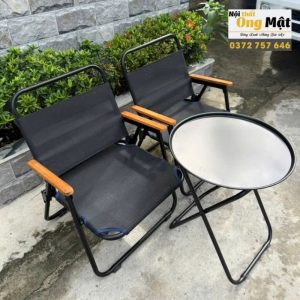 bộ ghế camping khung tròn màu đen