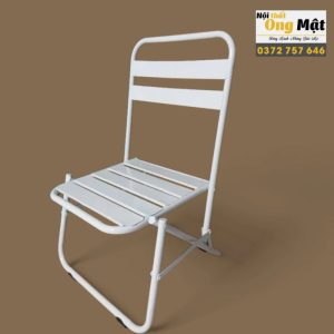 Ghế xếp lá sắt sơn tĩnh điện màu trắng sang trọng