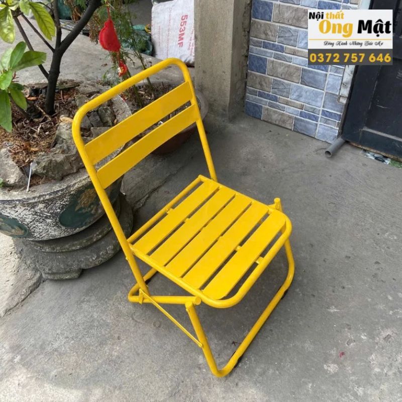 Ghế xếp lá sắt gấp gọn chịu lực tốt
