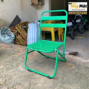 Ghế màu xanh xếp lá sắt sơn tĩnh điện dễ vệ sinh