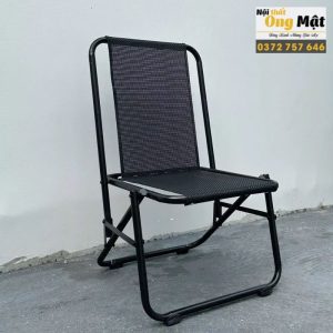 Ghế xếp lưới lò xo lưng thấp màu đen