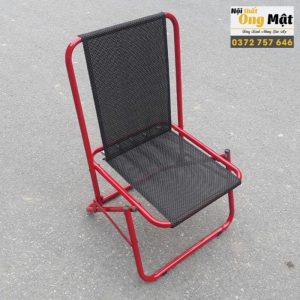 ghế xếp lưới lò xo lưng thấp màu đỏ