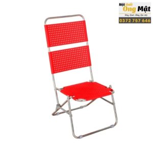 ghế xếp nhựa sườn inox lưng cao màu đỏ