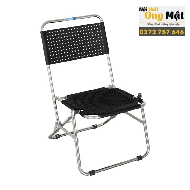 ghế xếp nhựa sườn inox màu đen