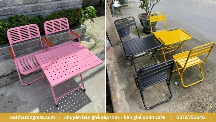 Bàn Cafe Sắt Xếp Gọn