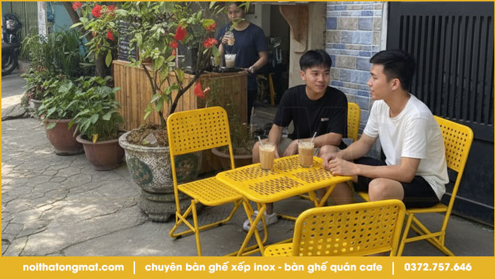 Bàn ghế xếp inox trơn