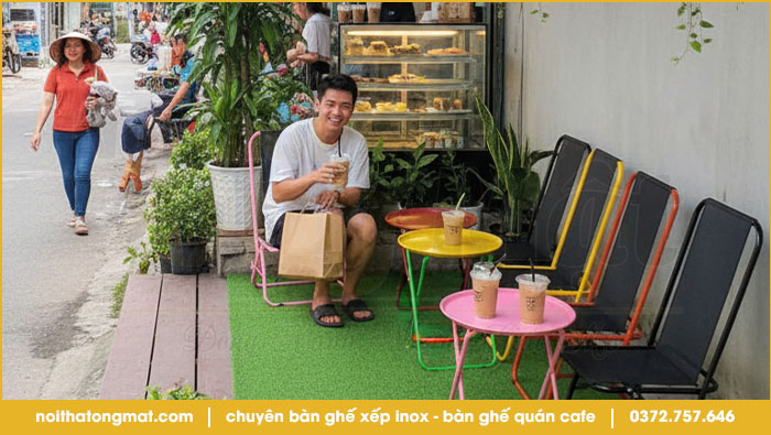 Bộ bàn ghế xếp bàn tròn inox
