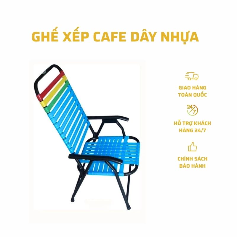 Ghế Xếp Cafe Dây Nhựa khung sắt