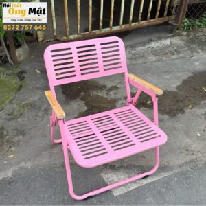 Ghế xếp cafe sắt cnc hồng sơn tĩnh điện tay gỗ