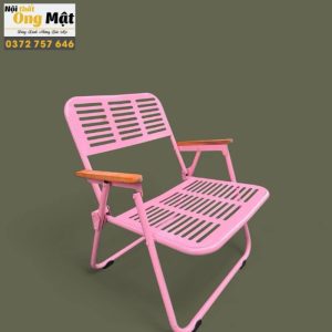 Ghế xếp cafe sắt cnc hồng sơn tĩnh điện tay gỗ