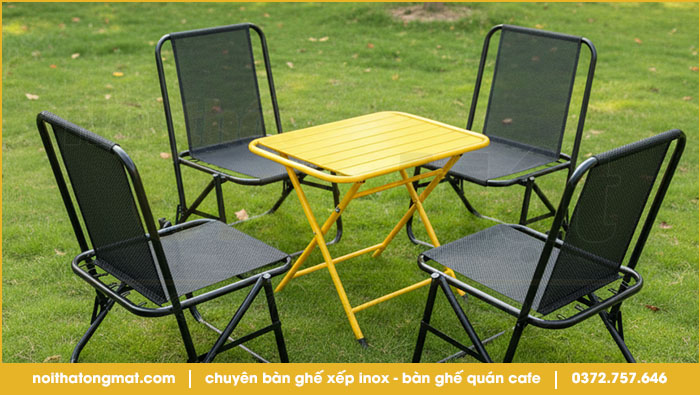 Ưu điểm bàn ghế xếp gọn bằng inox cho dã ngoại